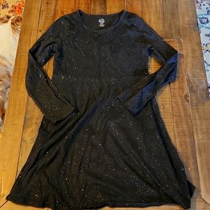 Wonder Nation Girls XL Black Sparkle Long Sleeve Holiday Dress